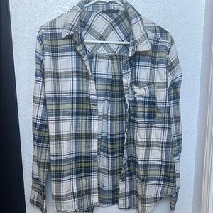 Love Tree Men's Plaid Button-Down Shirt - Navy, Olive, and White